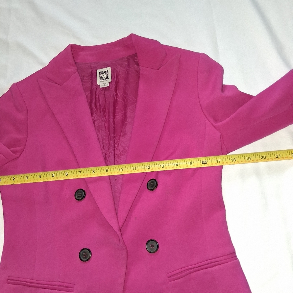 Anne Klein Women Size 4 Fuchsia Double-Breasted Blazer - Picture 11 of 15